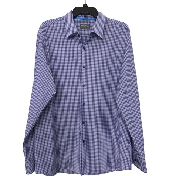 MOVE Purple Plaid Active Performance Long Sleeve Button Down Shirt Size XL - Picture 1 of 11
